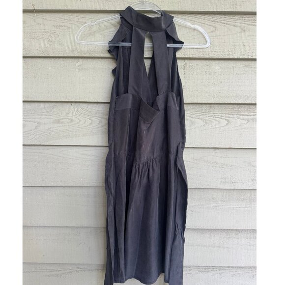 Sunner Black Silk Halter Dress Size 4 Ruffle Front Cocktail Party - Picture 8 of 9